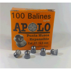 Balines Apolo 5.5 mm Punta Hueca 100 un